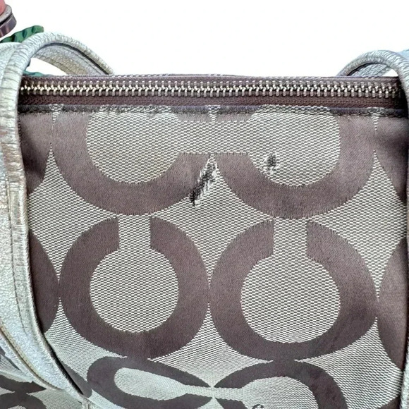 Vintage Coach Poppy Op Art Glam Tote Bag Shoulder Bag Brown *preowned - Picture 16 of 16